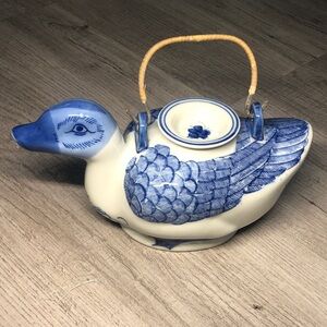 Blue and White Duck Teapot